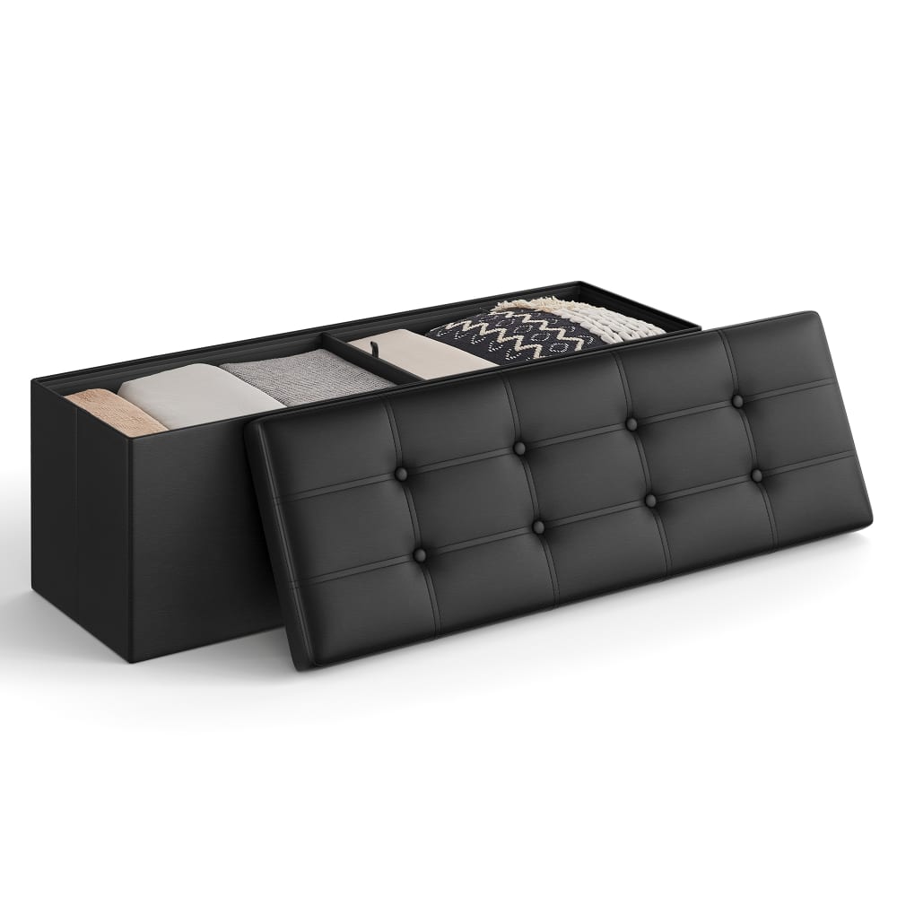 Banc de rangement 38 x 110 x 38 cm pour salon chambre noir d'encre