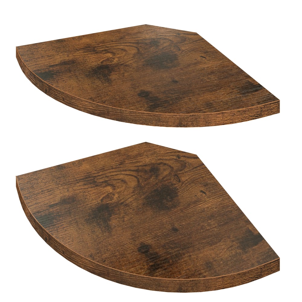 Étagère d'angle murale lot de 2  20 x 20 x 1.2 cm  marron rustique