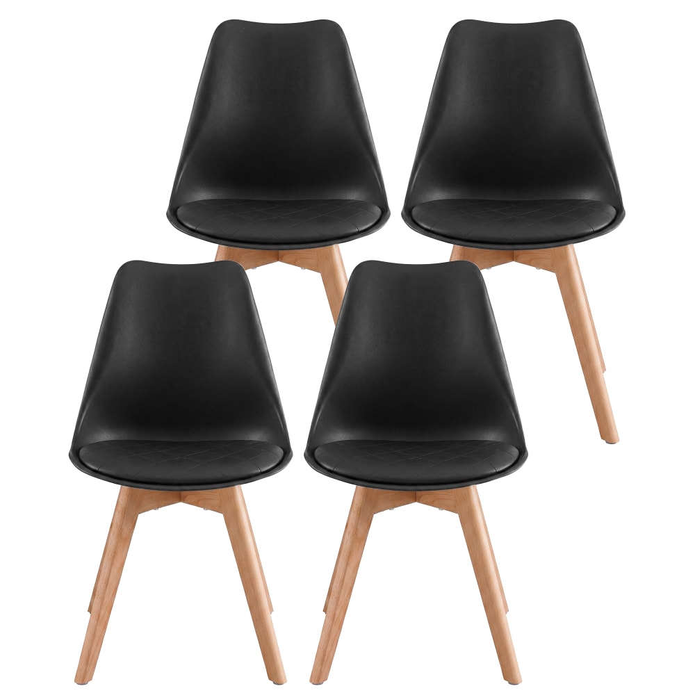 Chaises de salle à manger avec coussin 46.5 x 57 x 79 cm hêtre et noir