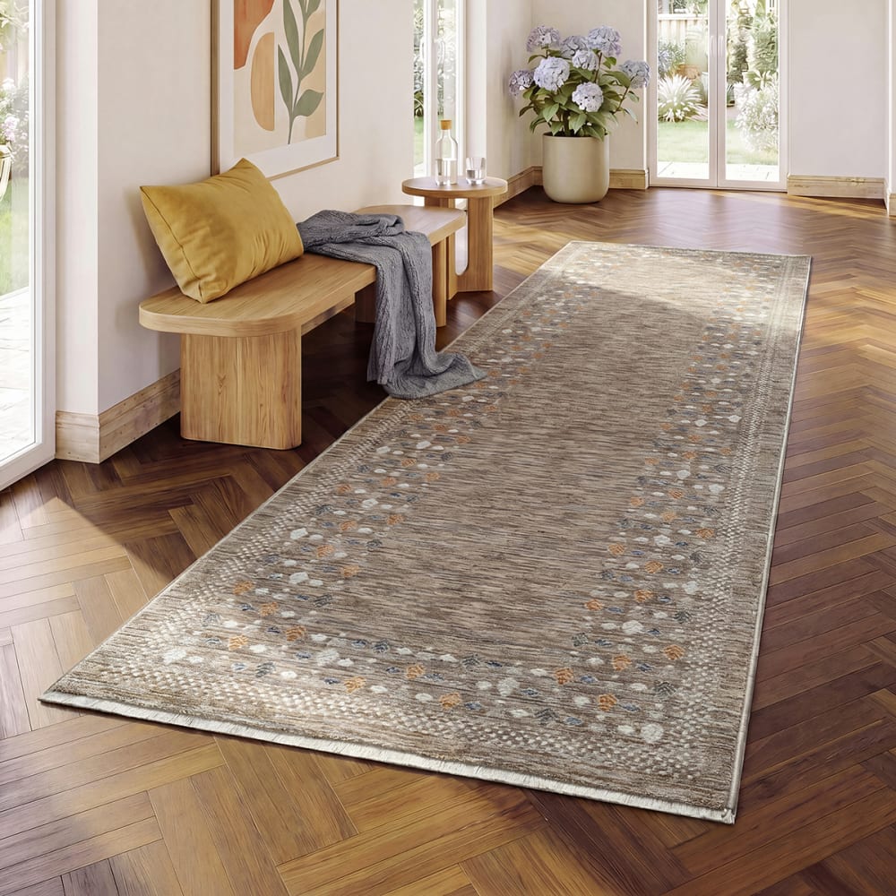 Teppich Gabbeh Optik Hochwertig, Braun, 80 x 300 cm - Maisons Du