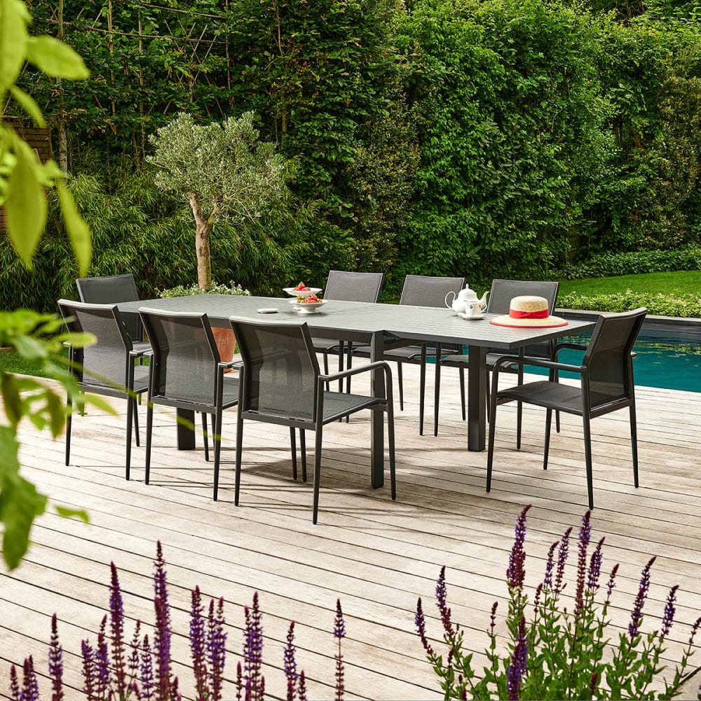 BERAH GETAH Gartenmöbel aus Aluminium und grauem Textilene für 6–10 Personen style modern - Aluminium