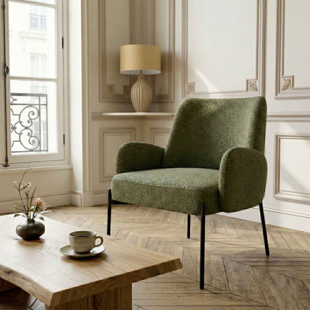 Fauteuil en tissu ikon olive