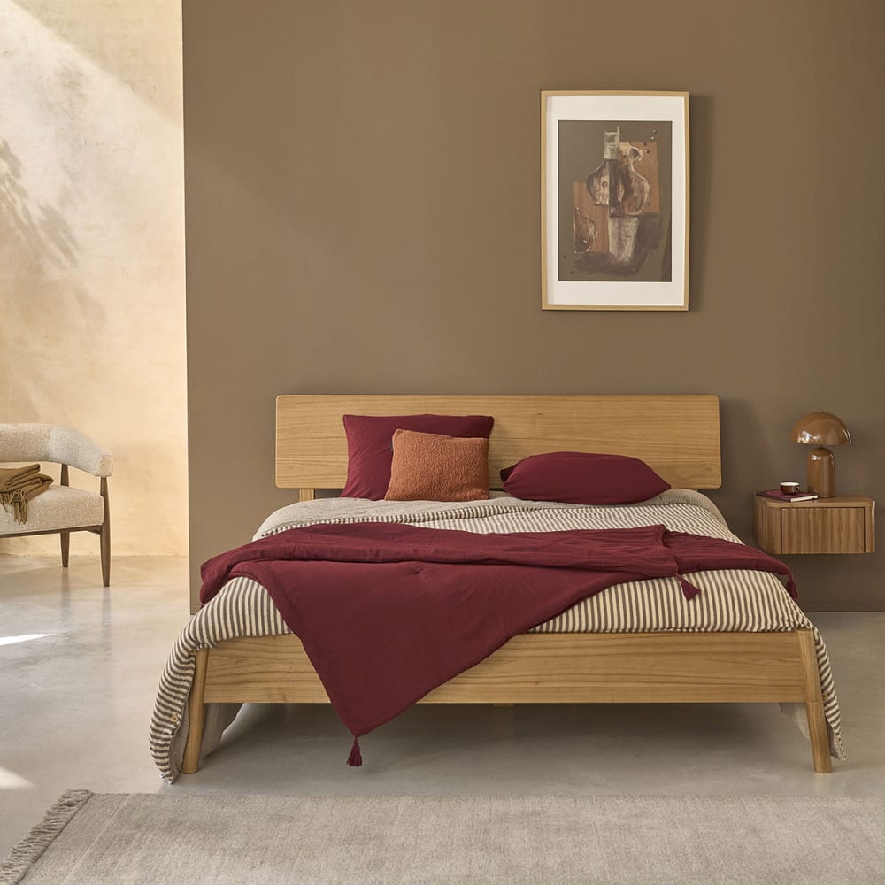 Lit en bois de mindi 160 cm avec sommier