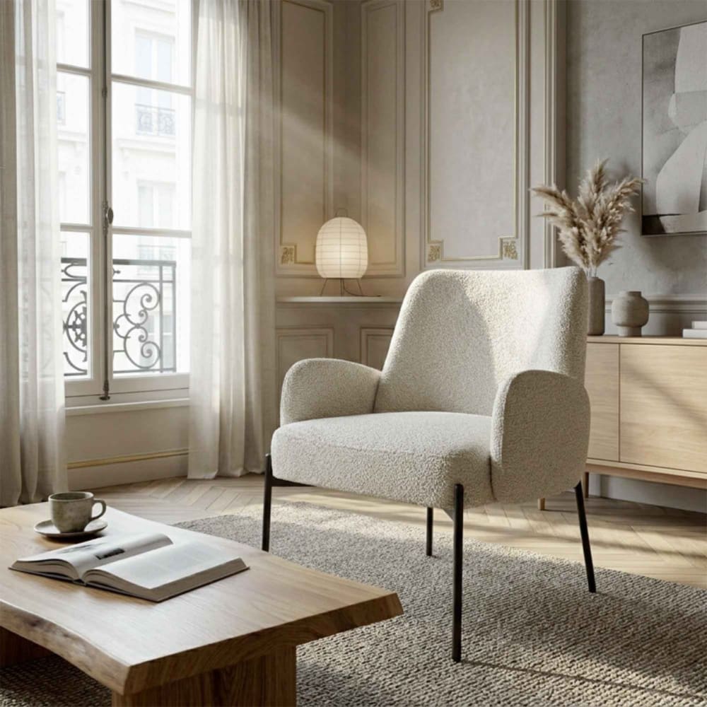 Fauteuil en tissu ikon coloris lin