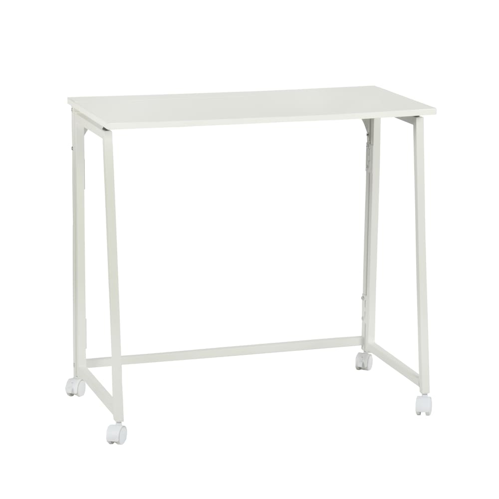 Bureau pliant sur roulettes, bureau d'étude, table de bureau blanche