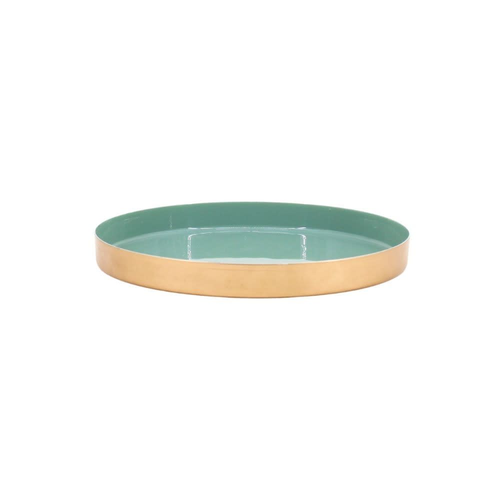 Plateau rond vert, doré 25cm Plateau rond vert, doré 25cm