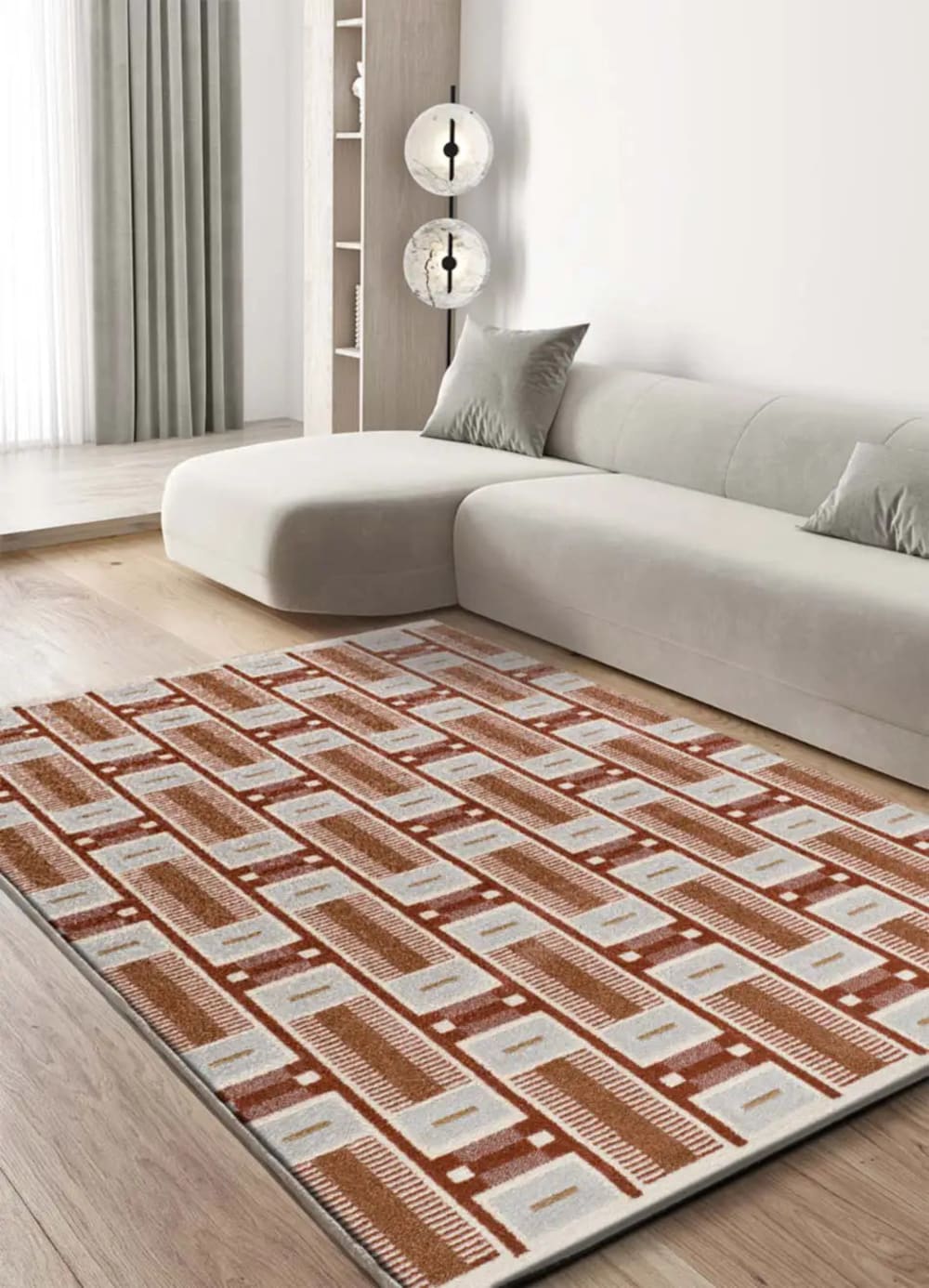 Tapis géométrique rouille 160x230 cm — vue 3