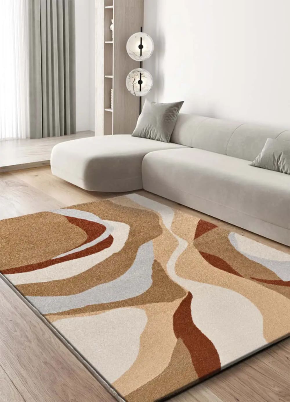 Tapis abstrait beige/rouille 200x290 cm — vue 3