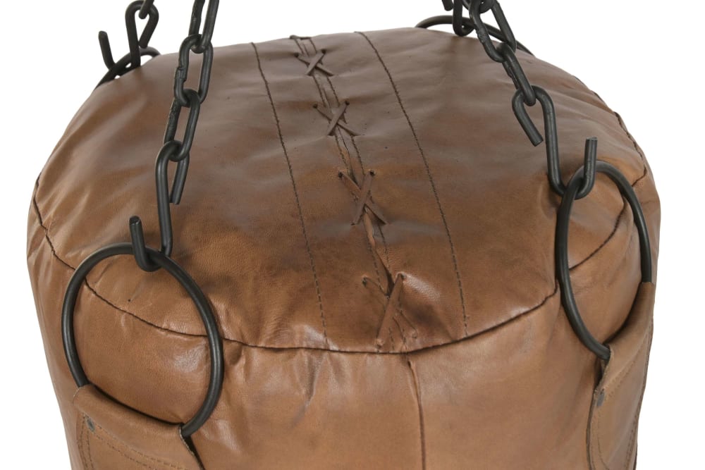 Sac de boxe décoratif en cuir marron 36x36x100 cm — vue 4