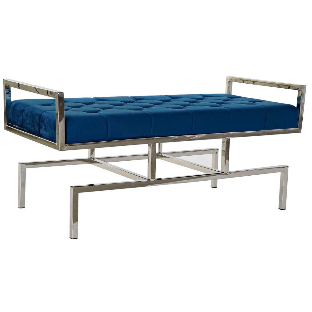 Banquette en acier et polyester bleu 97x44x46 cm