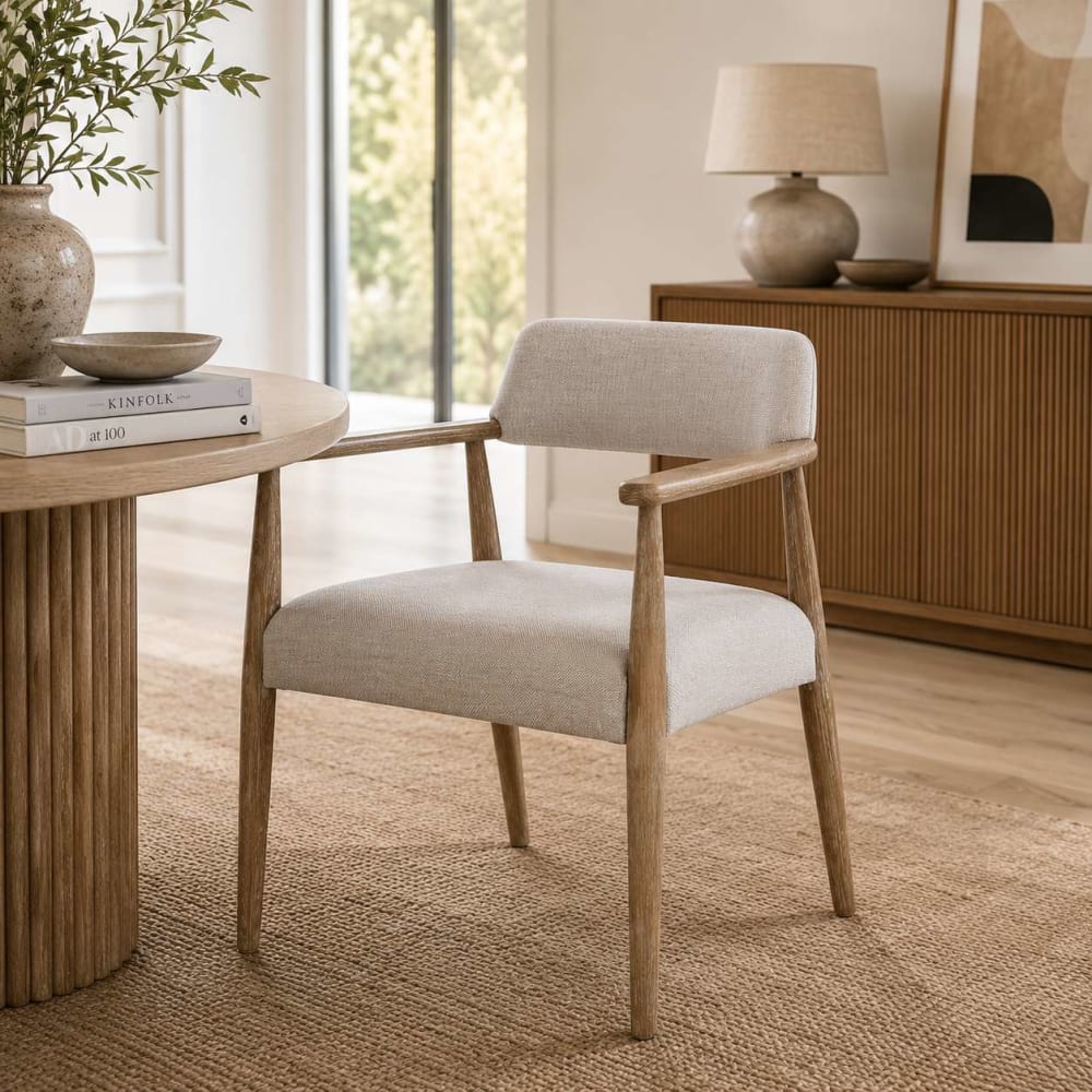 Fauteuil en bois beige 58x57x74 cm