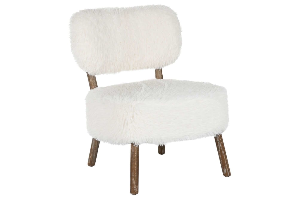 Fauteuil en frêne et polyester beige 61x62x80 cm