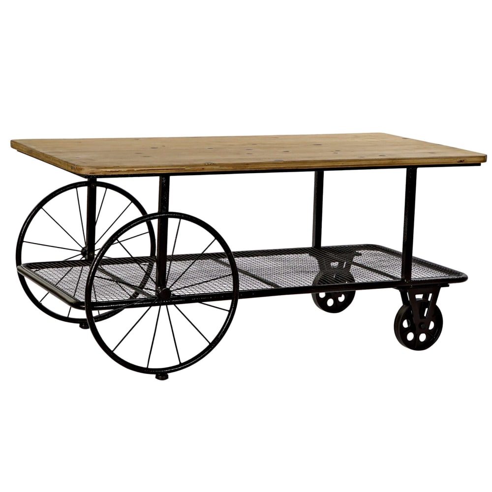 Table basse en acier - roulettes