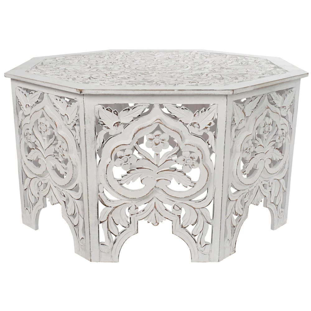 Table basse en panneau de particules blanc 84x84x46 cm