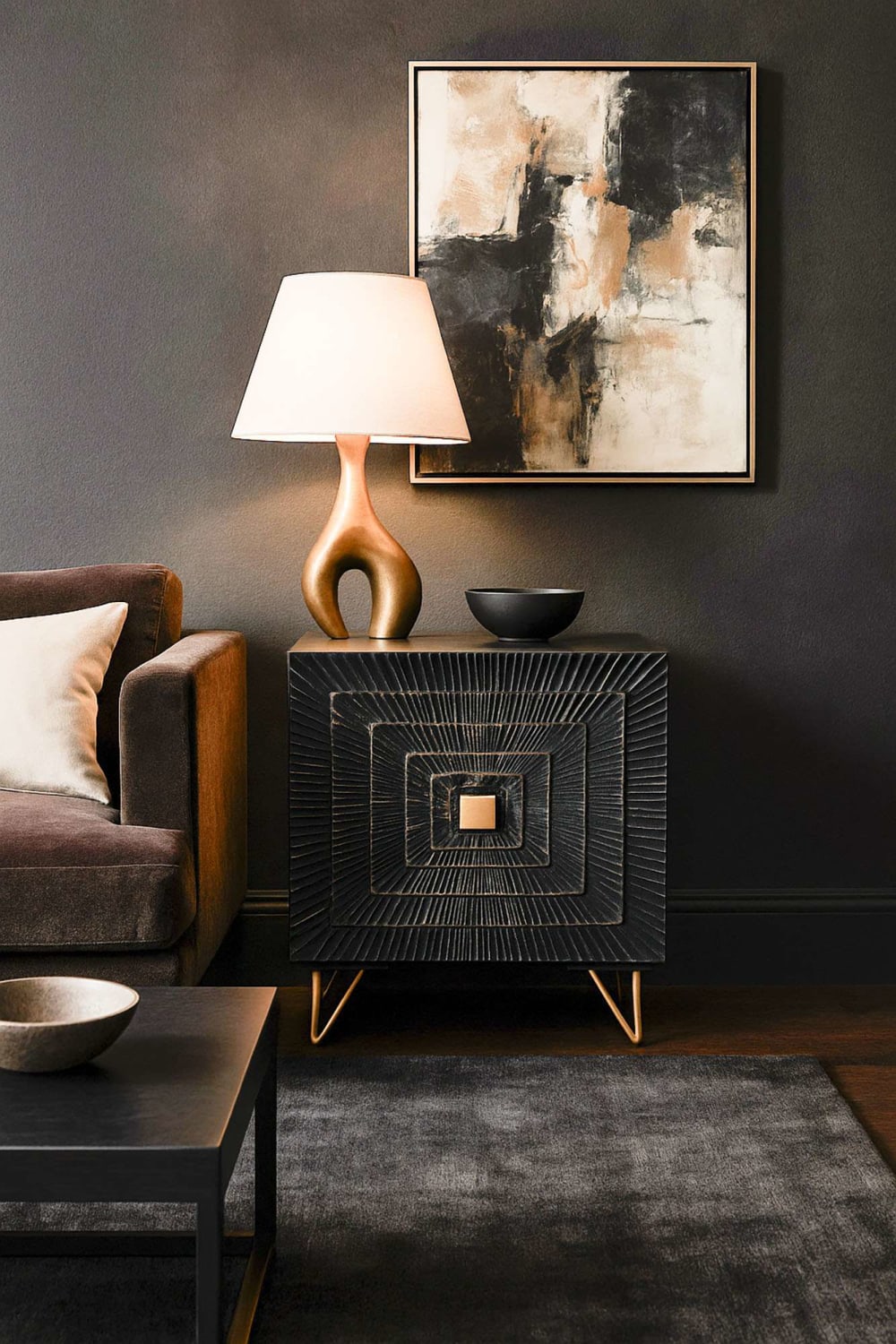 Table de chevet en bois noir 50x40x50 cm