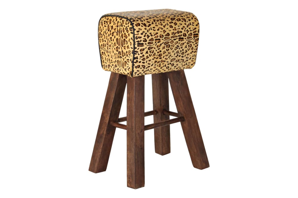 tabouret en bois et cuir