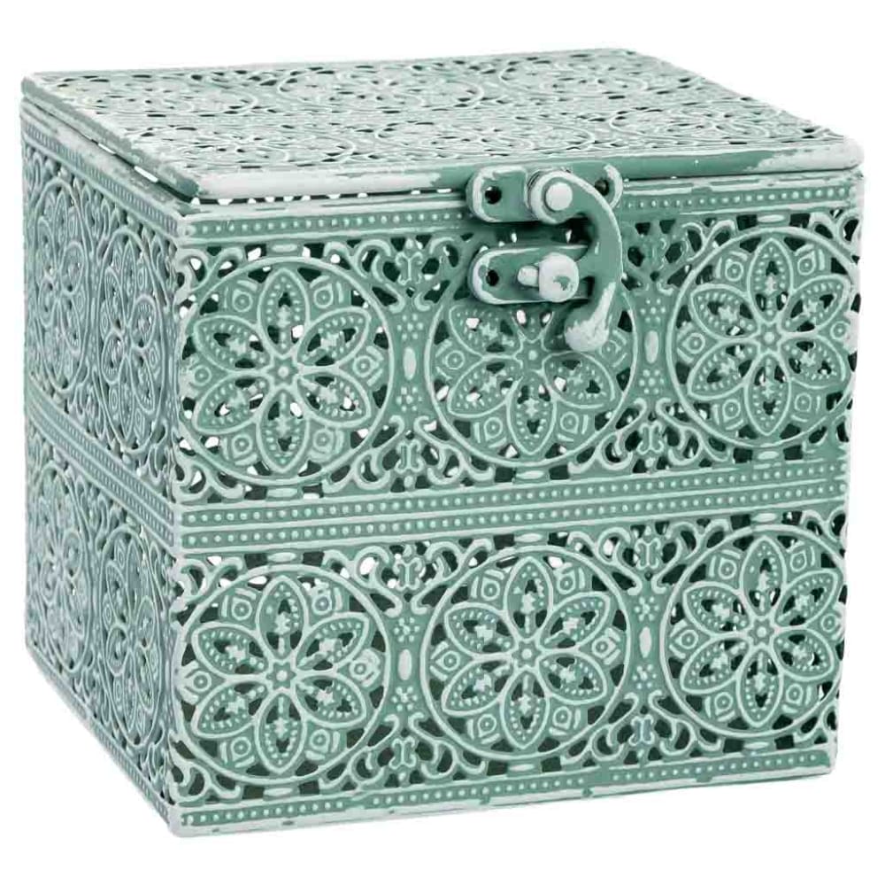 Boîte en métal verte 13x13x12 cm Boîte en métal verte 13x13x12 cm