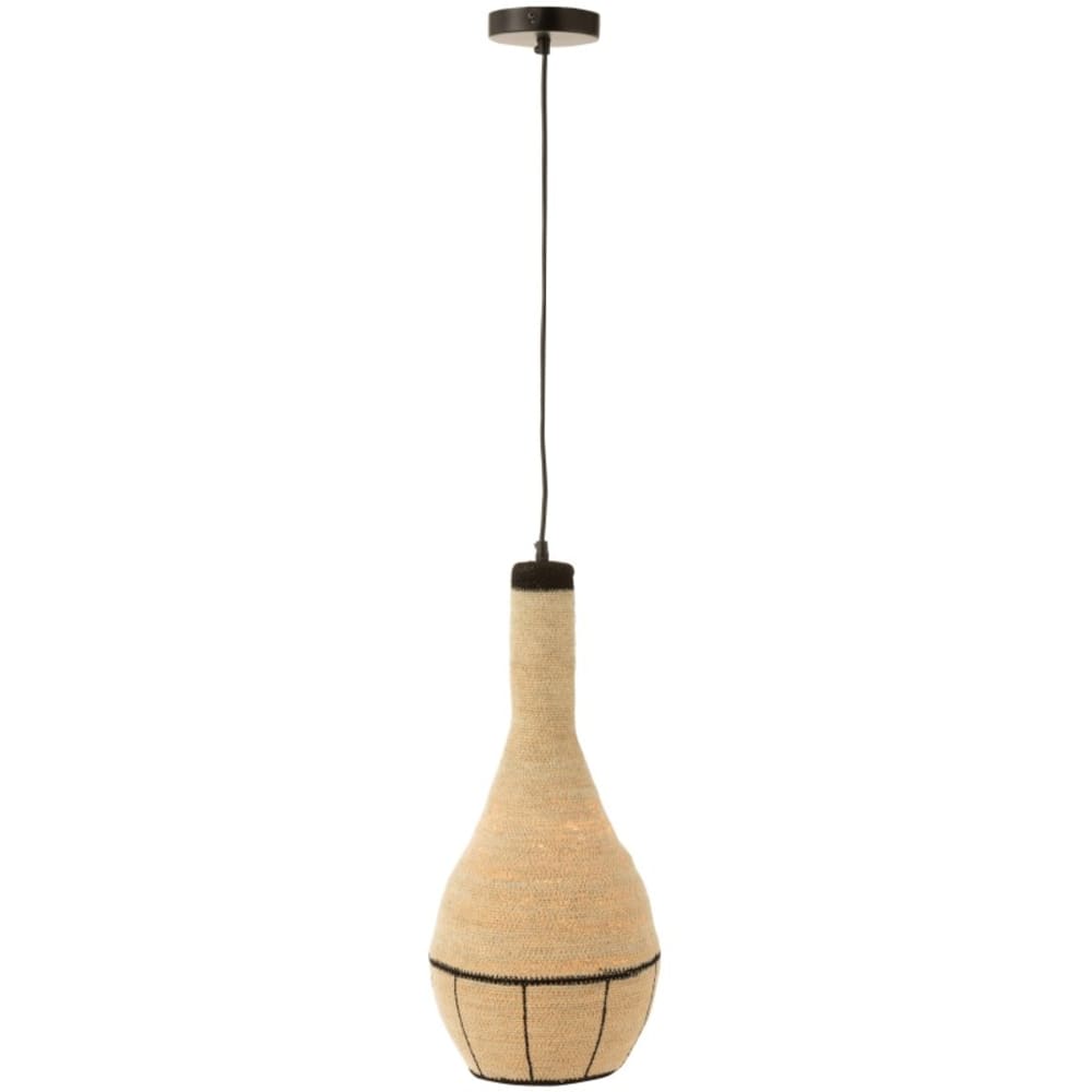 Lampe suspendue poire en roseau beige 24x24x56 cm — vue 3