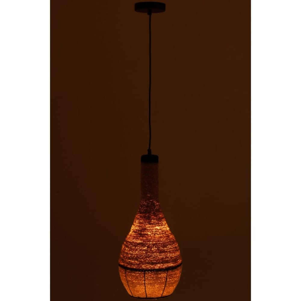 Lampe suspendue poire en roseau beige 24x24x56 cm — vue 4