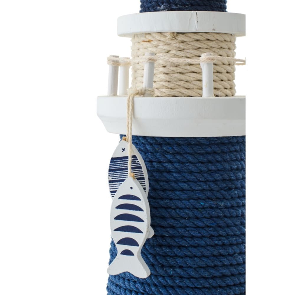 Phare décoratif en bois et corde bleu 14x14x40 cm Phare décoratif en bois et corde bleu 14x14x40 cm