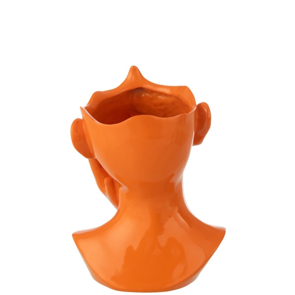 Cache-pot femme en polyrésine orange 21x20x27.5 cm