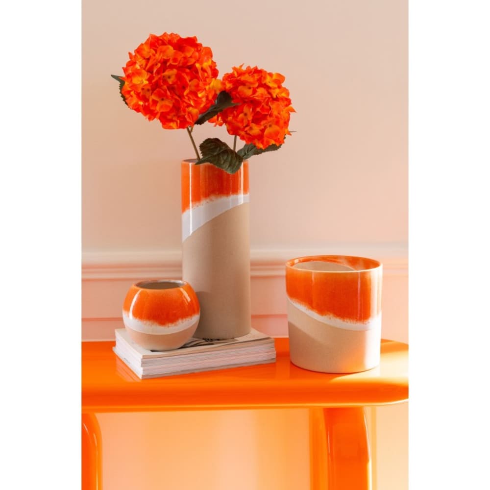 Cache-pot en céramique orange 20.5x19.5x21 cm