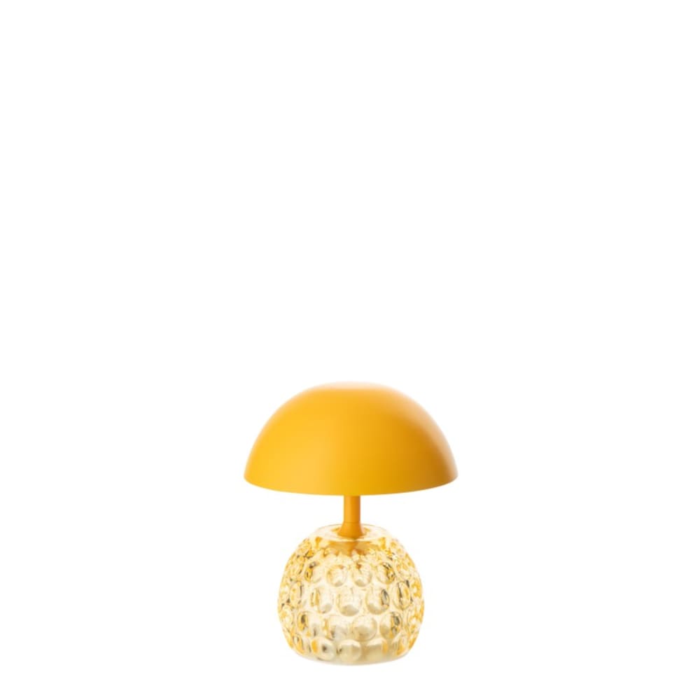 Lampe de table à led en verre et métal jaune 13.5x13.5x15.7 cm