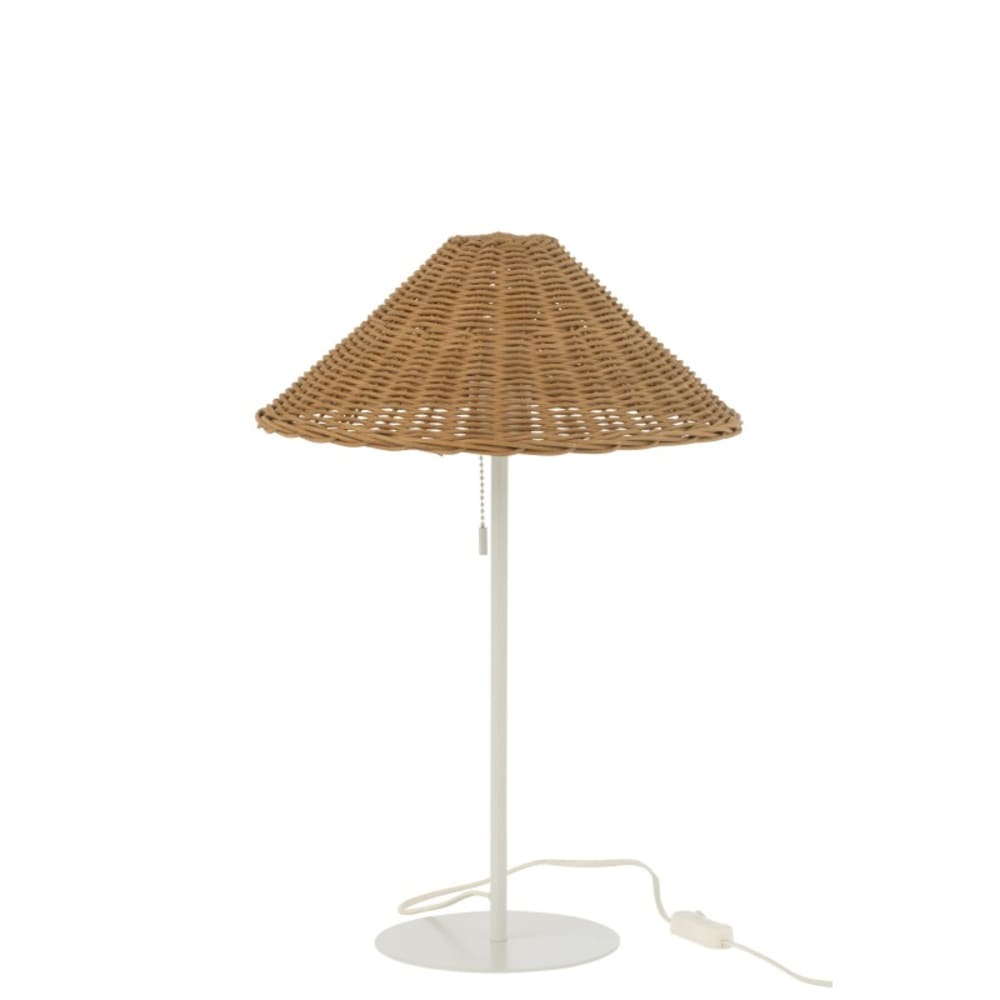Lampe en métal et rotin - blanc