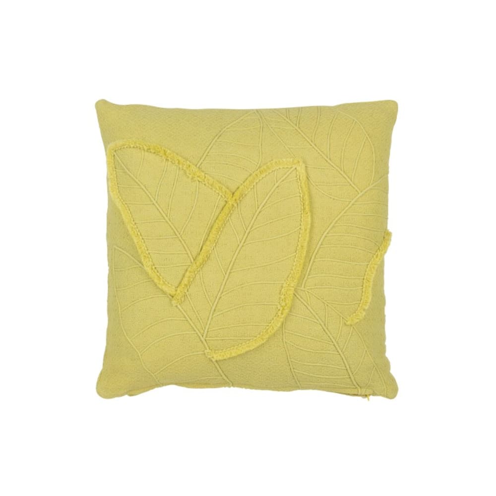 Coussin feuilles en coton/lin/polyester