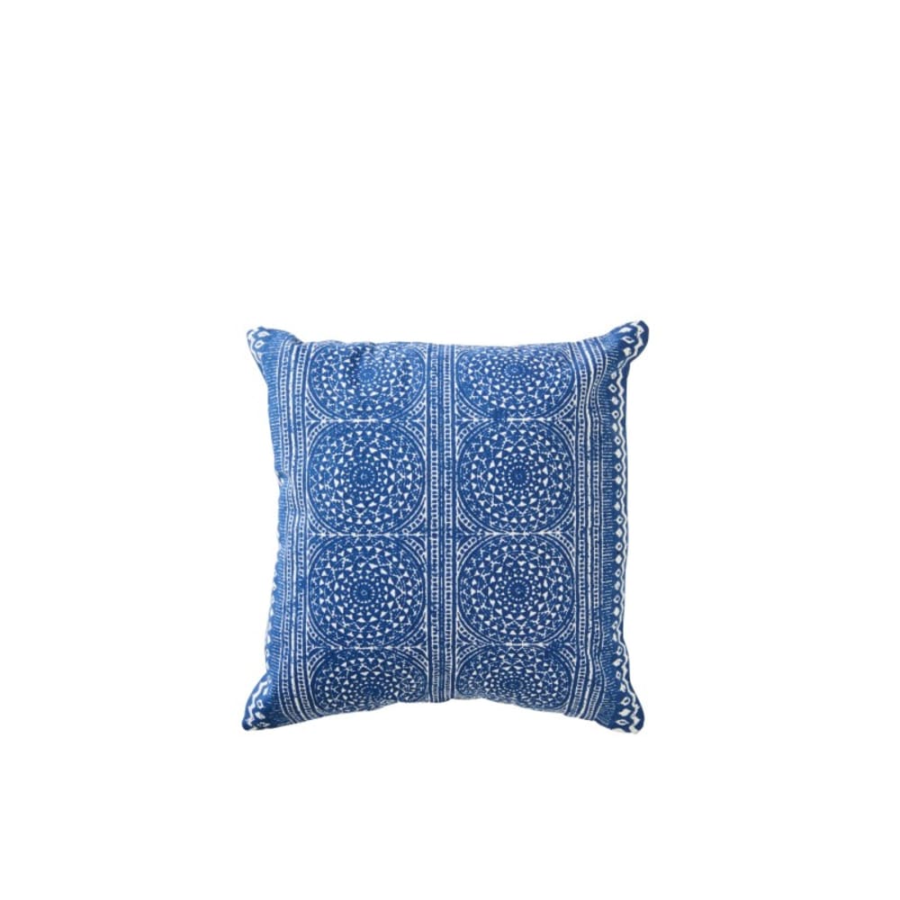 Coussin carré motifs mosaïque en coton bleu  45x45x15 cm