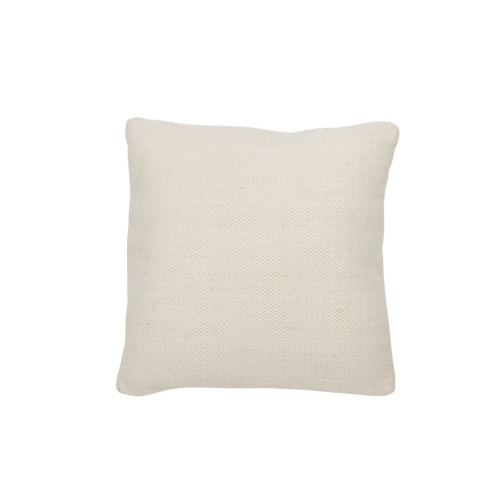 Coussin tissé en laine beige 45x45x12 cm