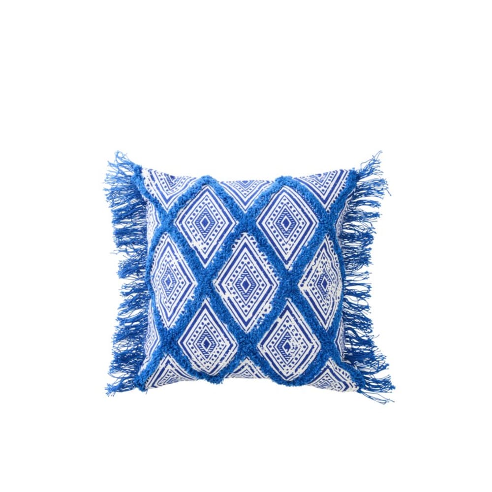 Coussin carré motifs oriental en coton bleu 45x45x15 cm