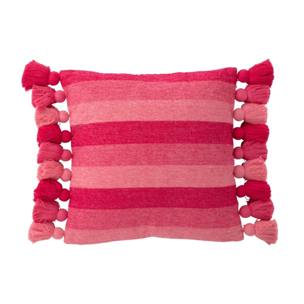 Coussin floches en coton - rose