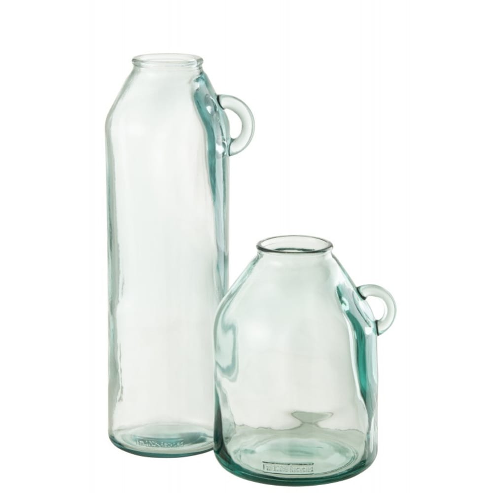 Vase avec anse en verre transparent 20x18x25 cm — vue 3