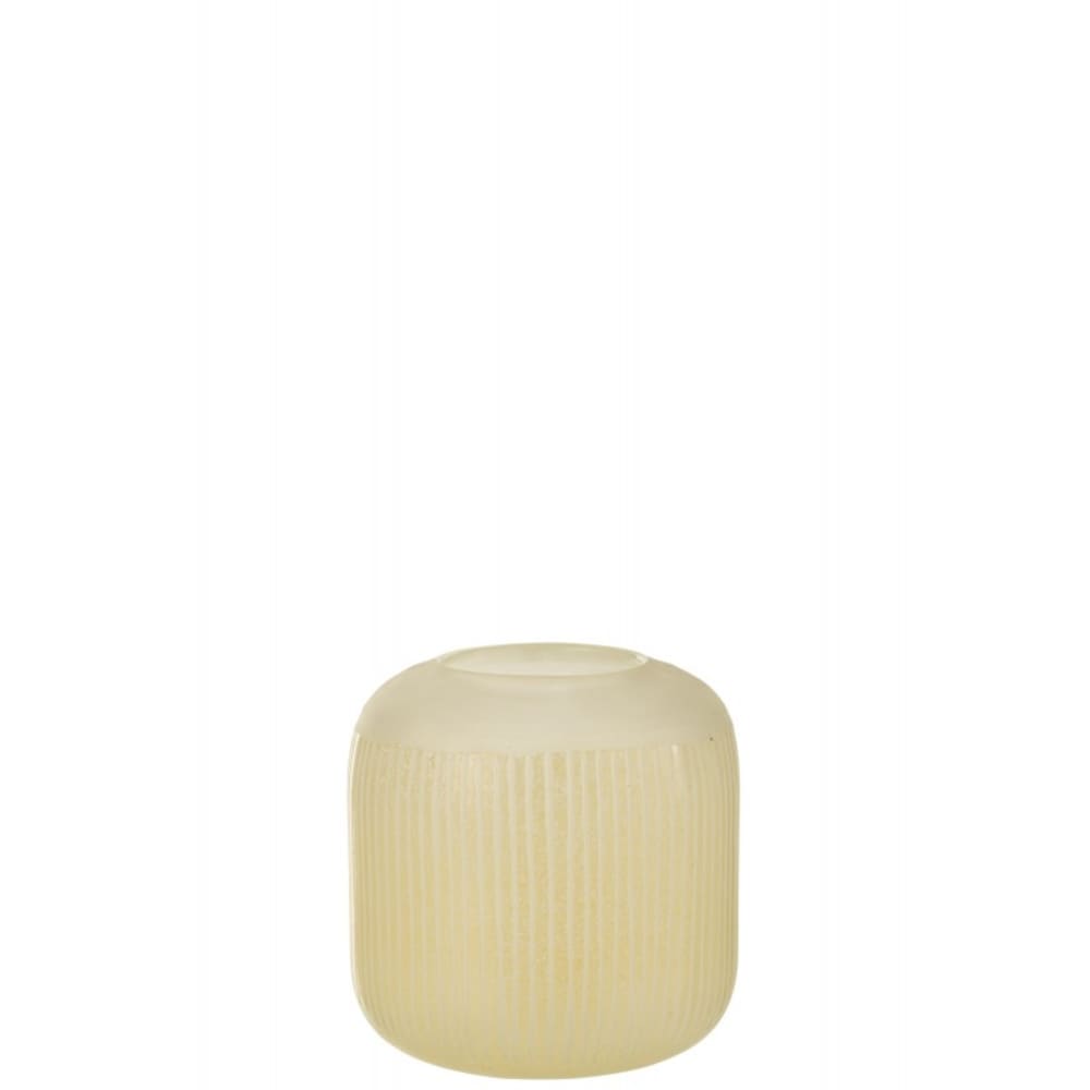 Vase avec lignes en verre jaune 17x17x16 cm — vue 3