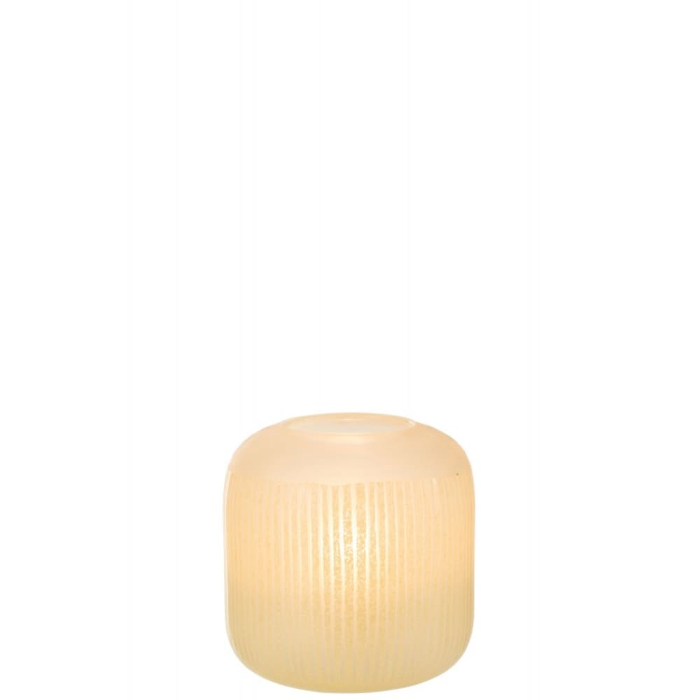 Vase avec lignes en verre jaune 17x17x16 cm — vue 4
