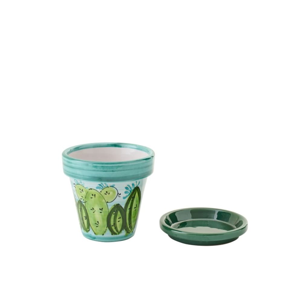 Cache-pot avec soucoupe en céramique multicouleur 21x21x19 cm
