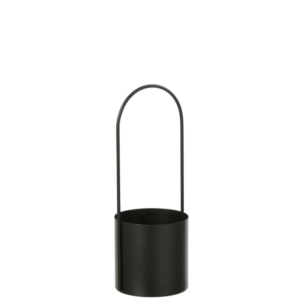 Cache-pot en métal noir 13x13x36 cm