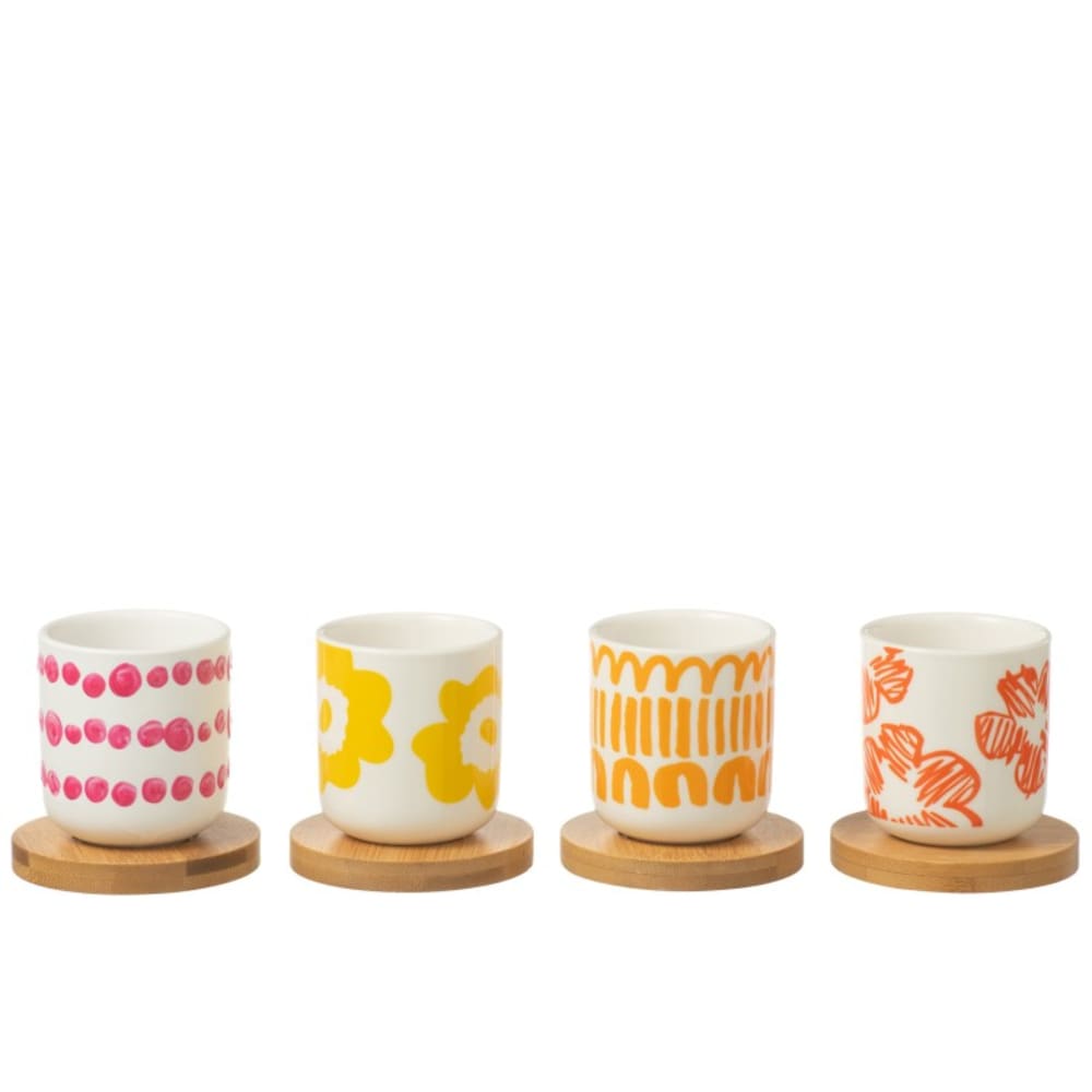 Set 4 tasses et sous-tasses à café en céramique blanche 5.7x5.7x6.4 cm Set 4 tasses et sous-tasses à café en céramique blanche 5.7x5.7x6.4 cm
