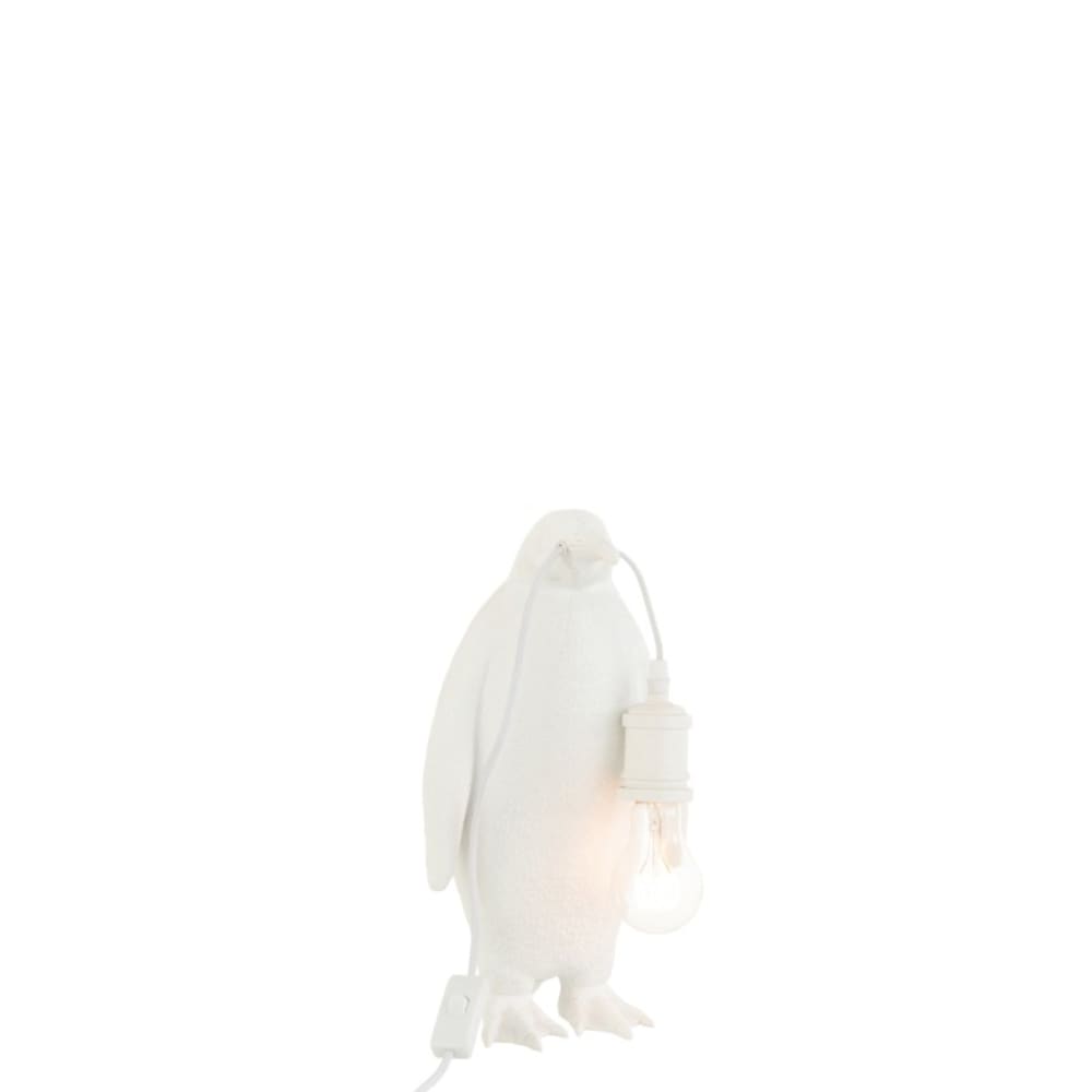 Lampe pingouin en résine blanc 18,5x18,5x35cm — vue 3