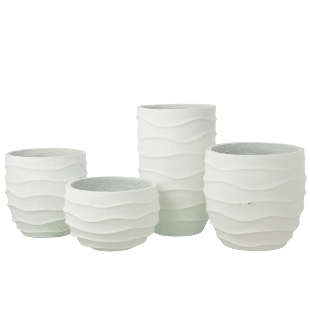 Cache-pot extérieur en céramique blanche 33.5x33.5x53.5 cm