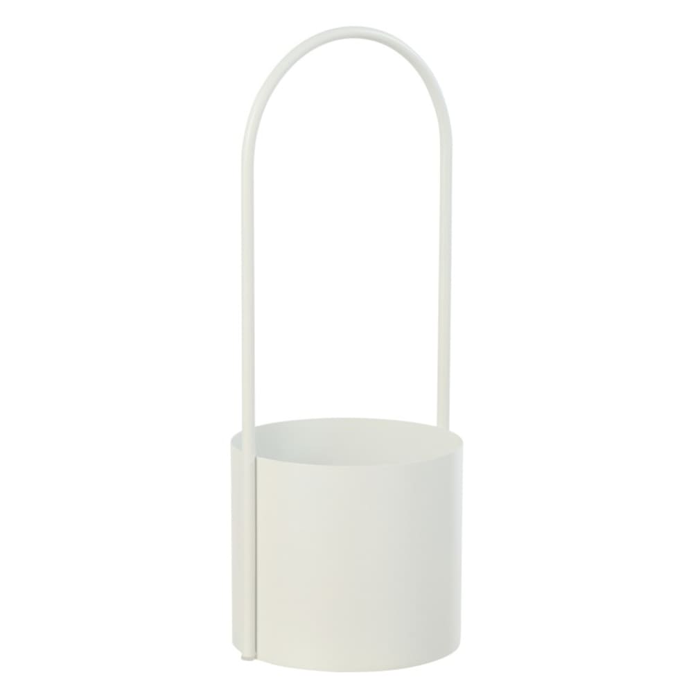 Cache-pot avec anse en métal blanc 18.5x18.5x48 cm