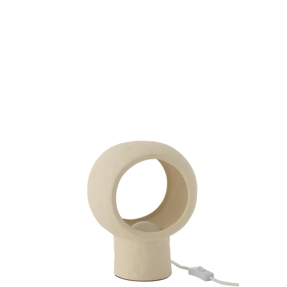 Lampe de table ronde en pierre beige 23x14x27 cm — vue 3