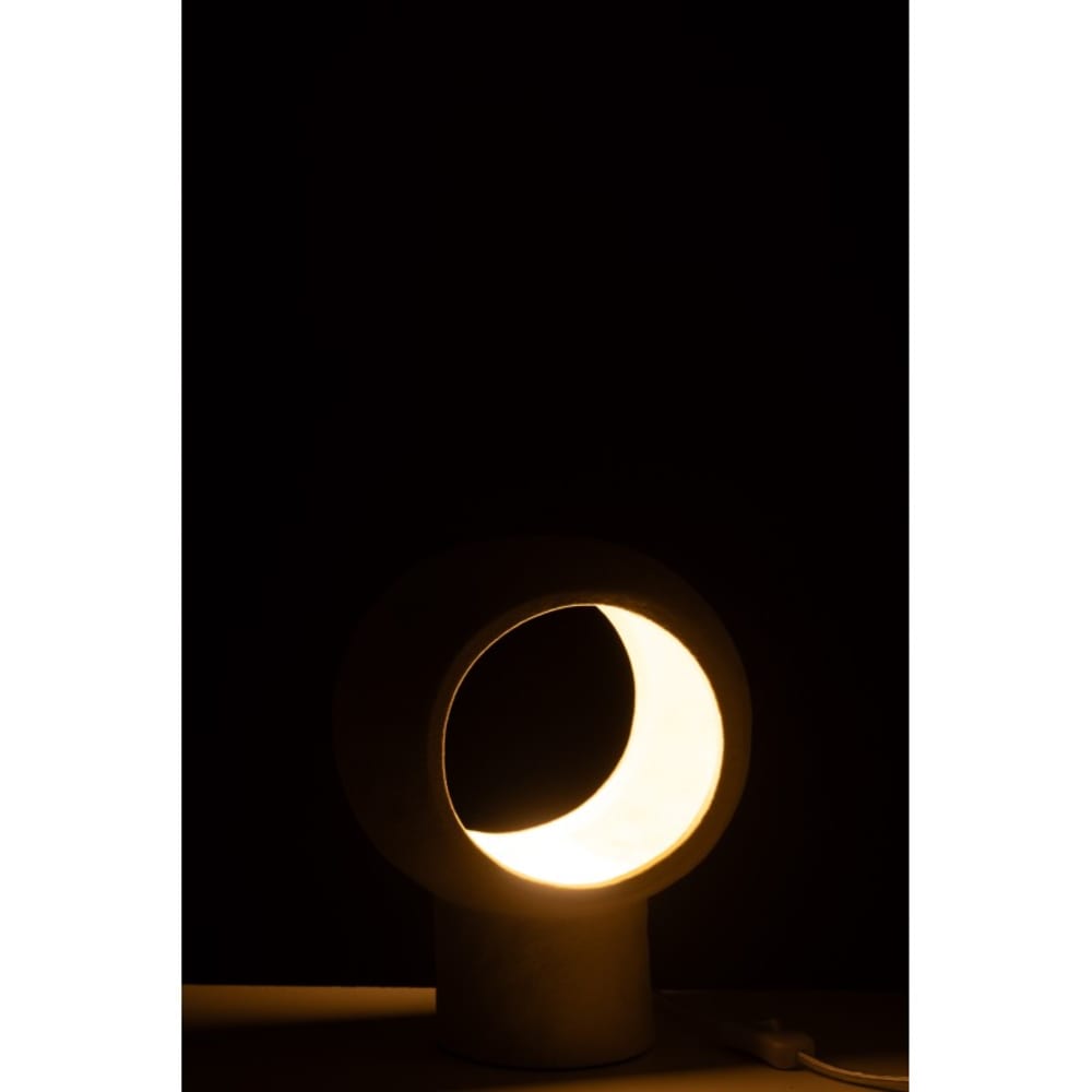Lampe de table ronde en pierre beige 23x14x27 cm — vue 4