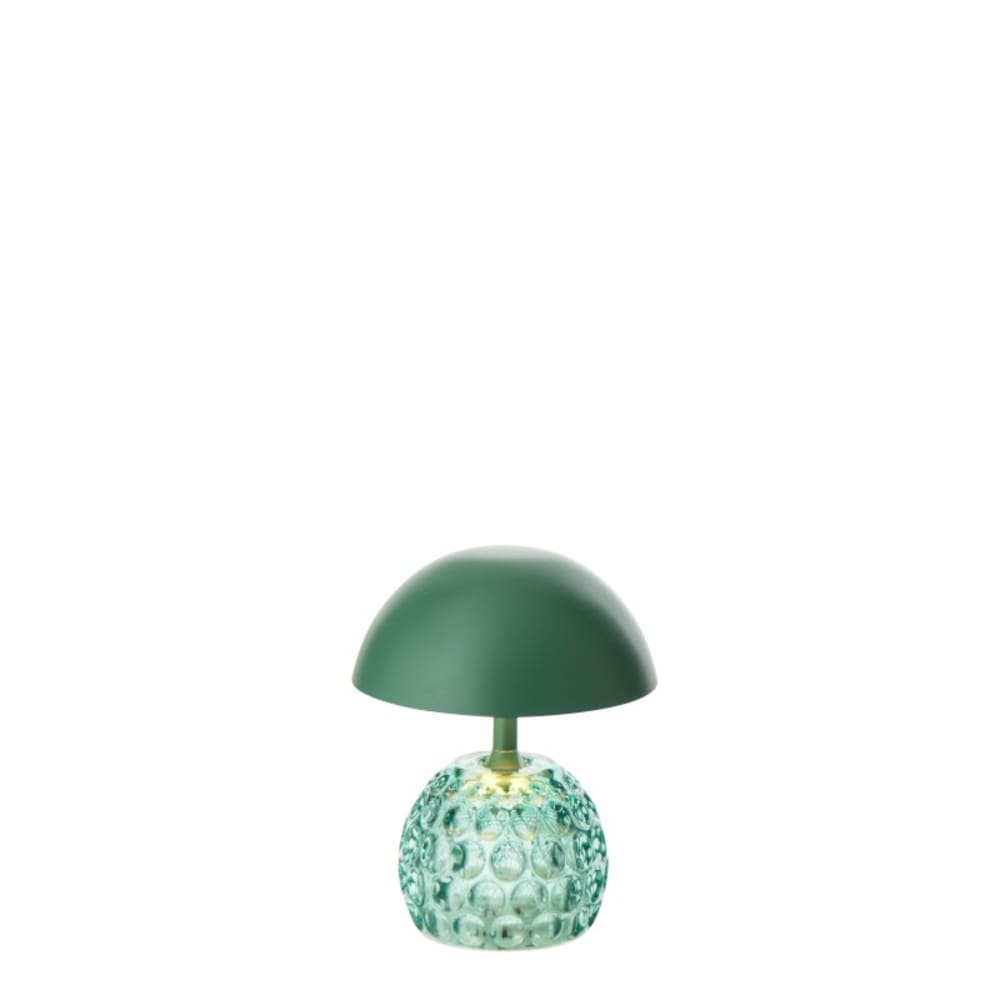 Lampe de table à led en verre et métal vert foncé 13.5x13.5x15.7 cm