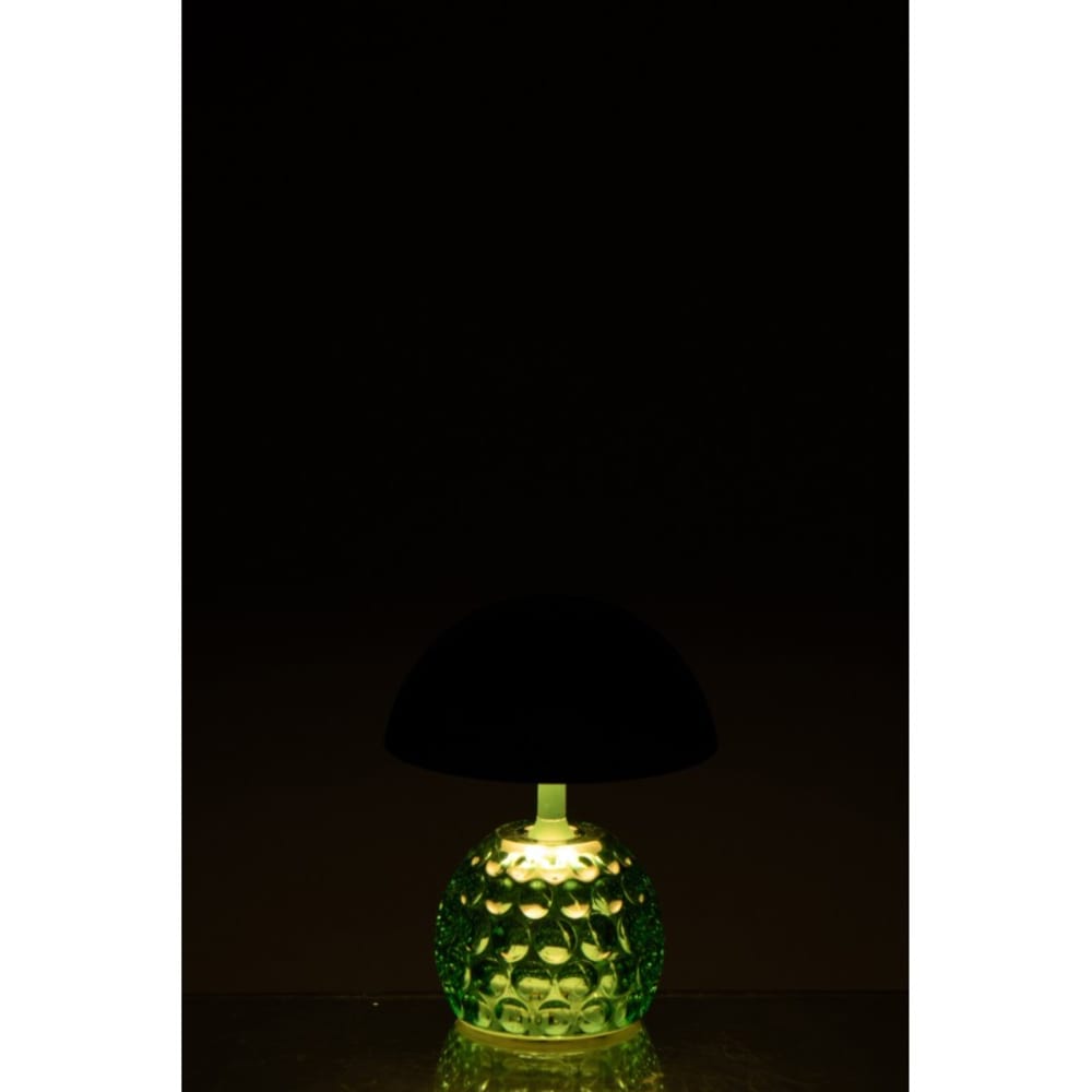 Lampe de table à led en verre et métal vert foncé 13.5x13.5x15.7 cm — vue 3