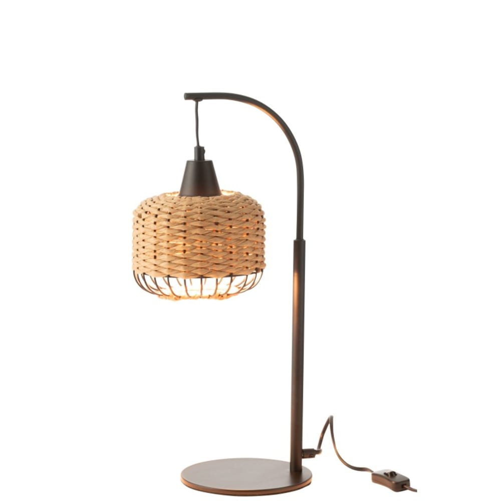 Lampe lanterne en métal et fibre beige 17x17x52 cm — vue 3