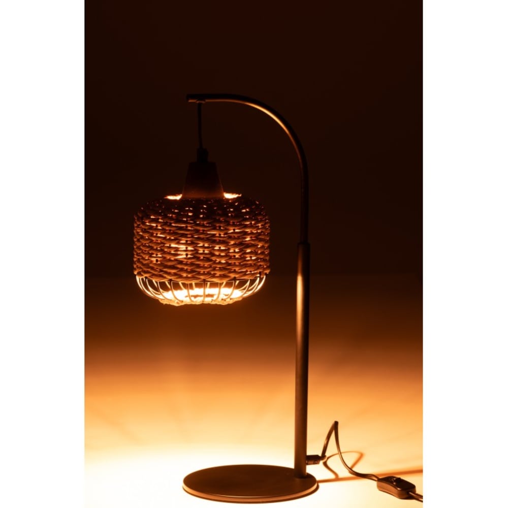 Lampe lanterne en métal et fibre beige 17x17x52 cm — vue 4