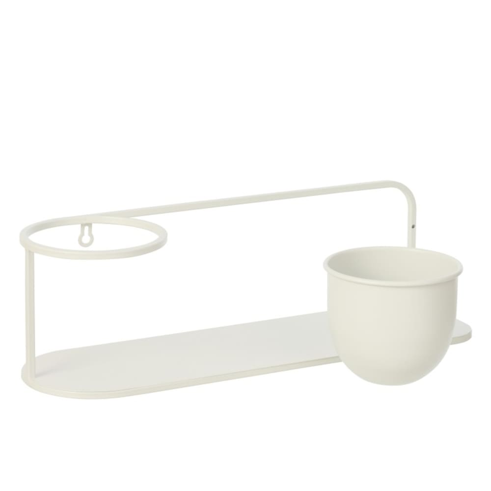 Étagère murale avec cache-pot en métal blanc 53x16x16 cm Étagère murale avec cache-pot en métal blanc 53x16x16 cm