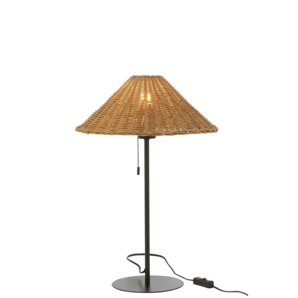 Lampe en métal et rotin noir et naturel 32x32x50 cm — vue 3